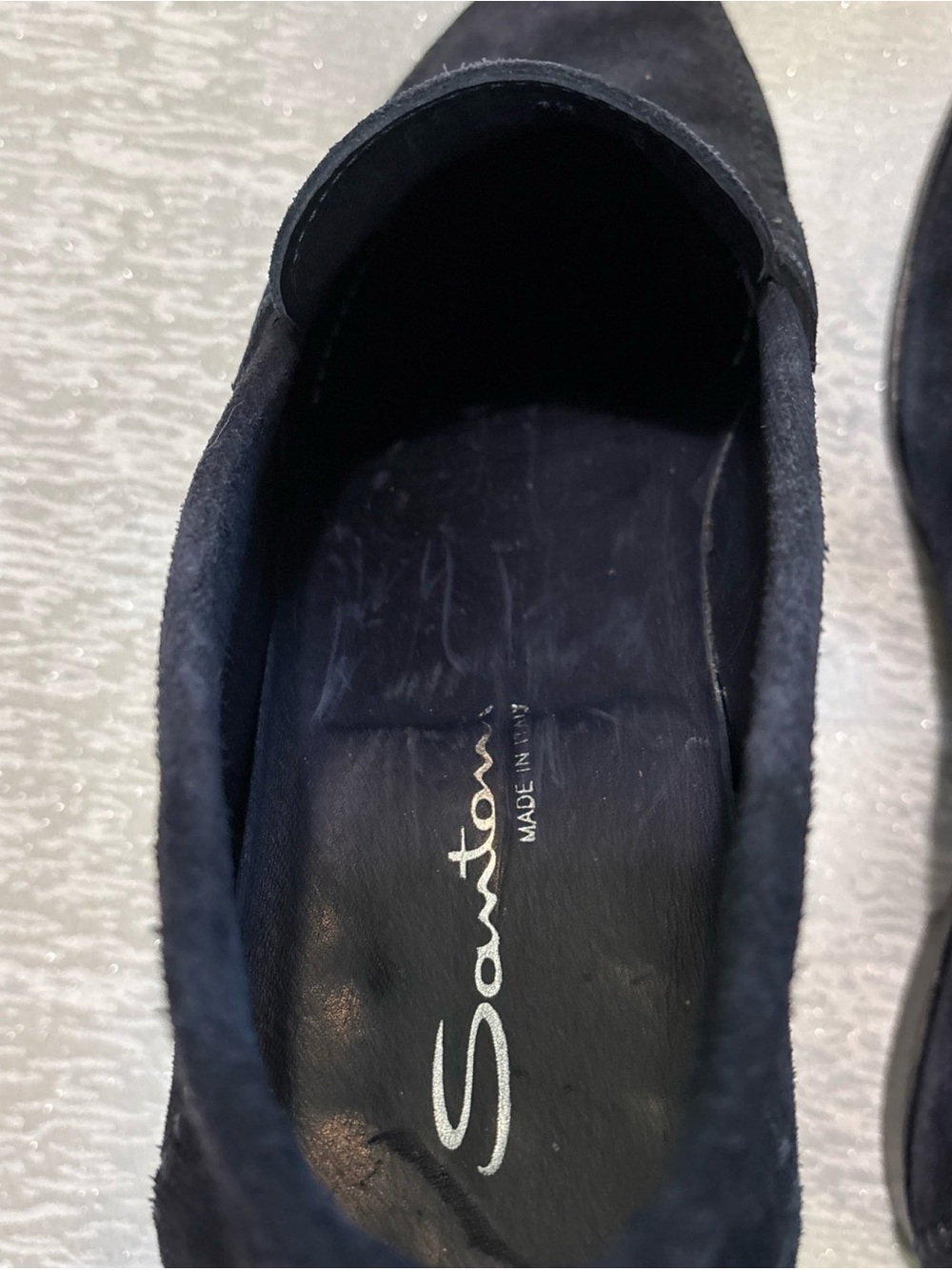 Santoni Men's Dark Navy Suede Penny Loafers Sz 10D - Picture 12 of 14